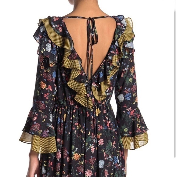 TOV Floral Houndstooth Ruffle High/Low Dress - Picture 5 of 6